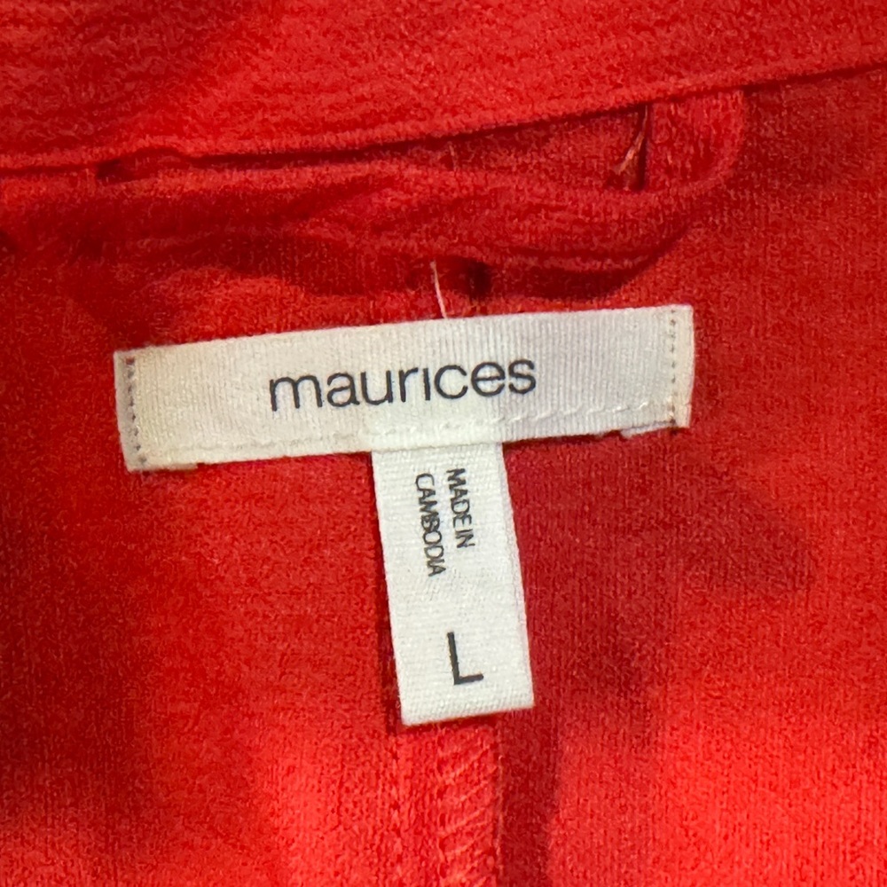 Red Textured Single-Button Blazer - image 2